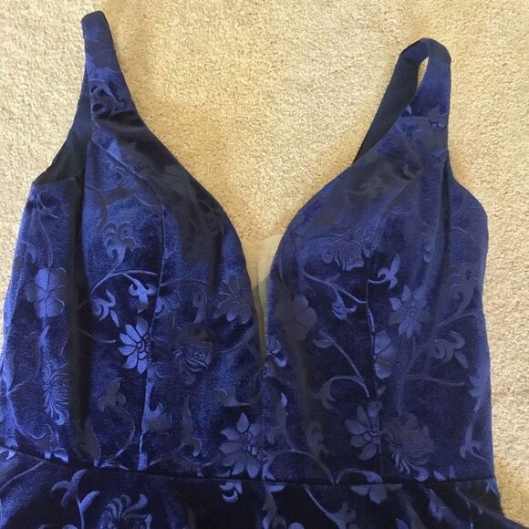 Alyce Paris Women's Royal Blue Velvet Cocktail Prom Dress - Picture 4 of 10